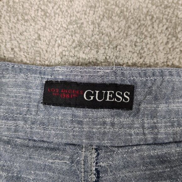 Guess Men's 100% Cotton Heathered Blue Jean Cargo Shorts in Blue Size 40 Summer - Picture 3 of 10